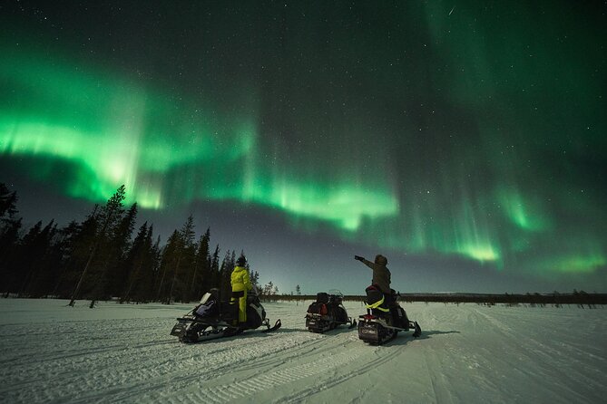 3 Hours Snowmobiling under Auroras and Night Sky - Through the forest, across ice, and into the open