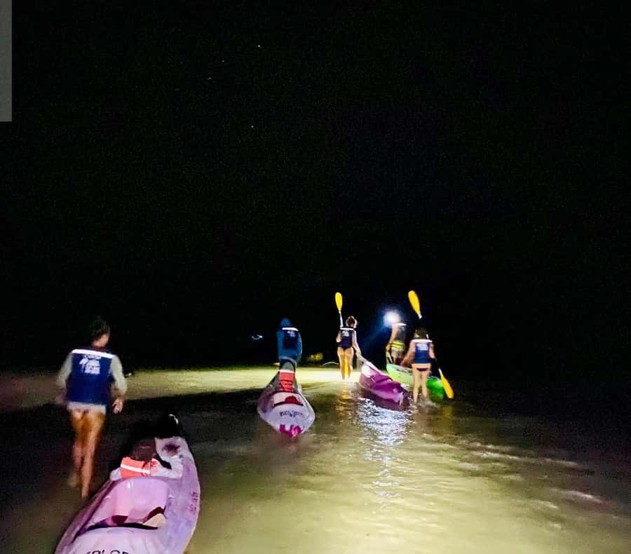 Holbox: Bioluminescence by Kayak and Stargazing. - Launching from Las Nubes into the dark