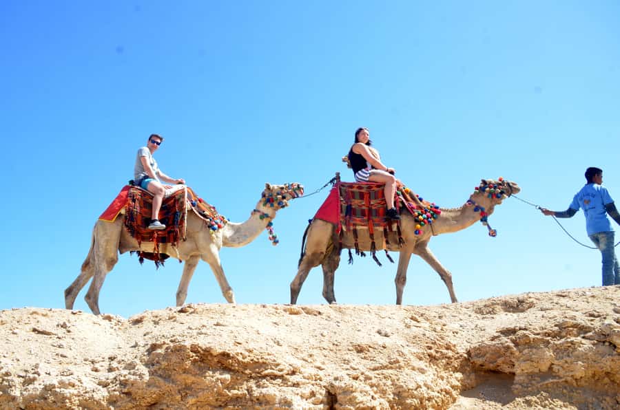 Hurghada: Sea & Desert Camel Ride w/Dinner, Show, Stargazing - From hotel pickup to the desert base