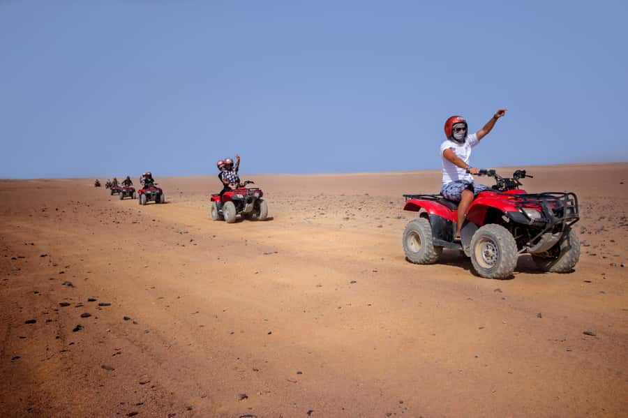 Hurghada: Sunset Quad Bike, Camel w/ Opt Stargazing and BBQ - The safety briefing and first quad-bike test