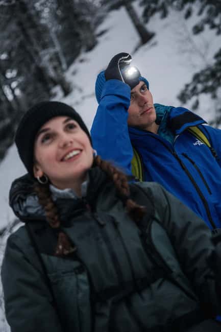 Milky Way: night snowshoe hike with a typical dinner in a mountain hut - Following the Thures to Rhuilles village path