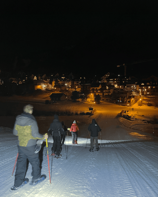 Milky Way: night snowshoe hike with a typical dinner in a mountain hut - Learning the basics before the trail climbs