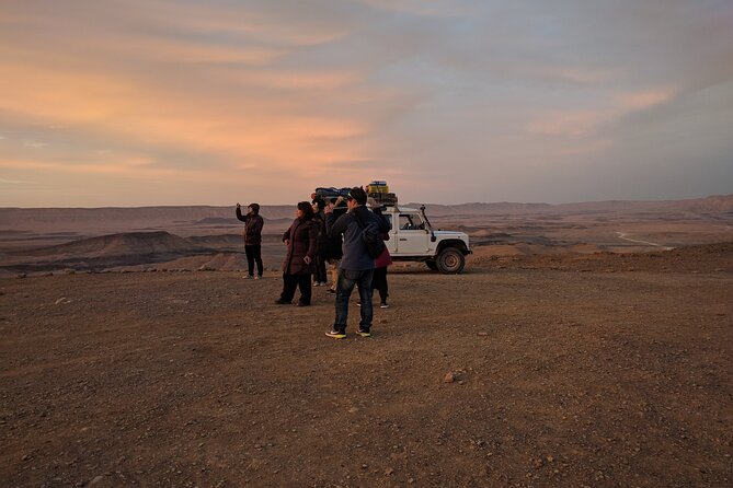 Sunset time Ramon Crater Jeep tour, bonfire and stargazing - Private touring and the value of $522